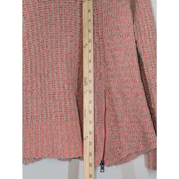 Moth Anthropologie Womens Sweater Small Orange Pink Cotton Wool Zipper - Picture 9 of 10